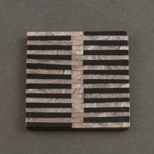 Grey Wood Coaster w/ Blk Lines