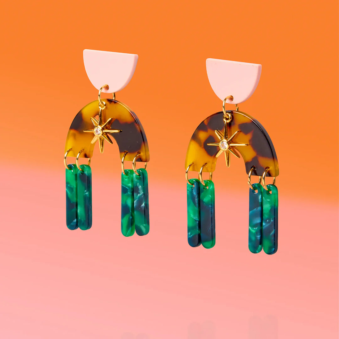 Tribe And Temple Deco Star Glam Fringe Dangle Earring