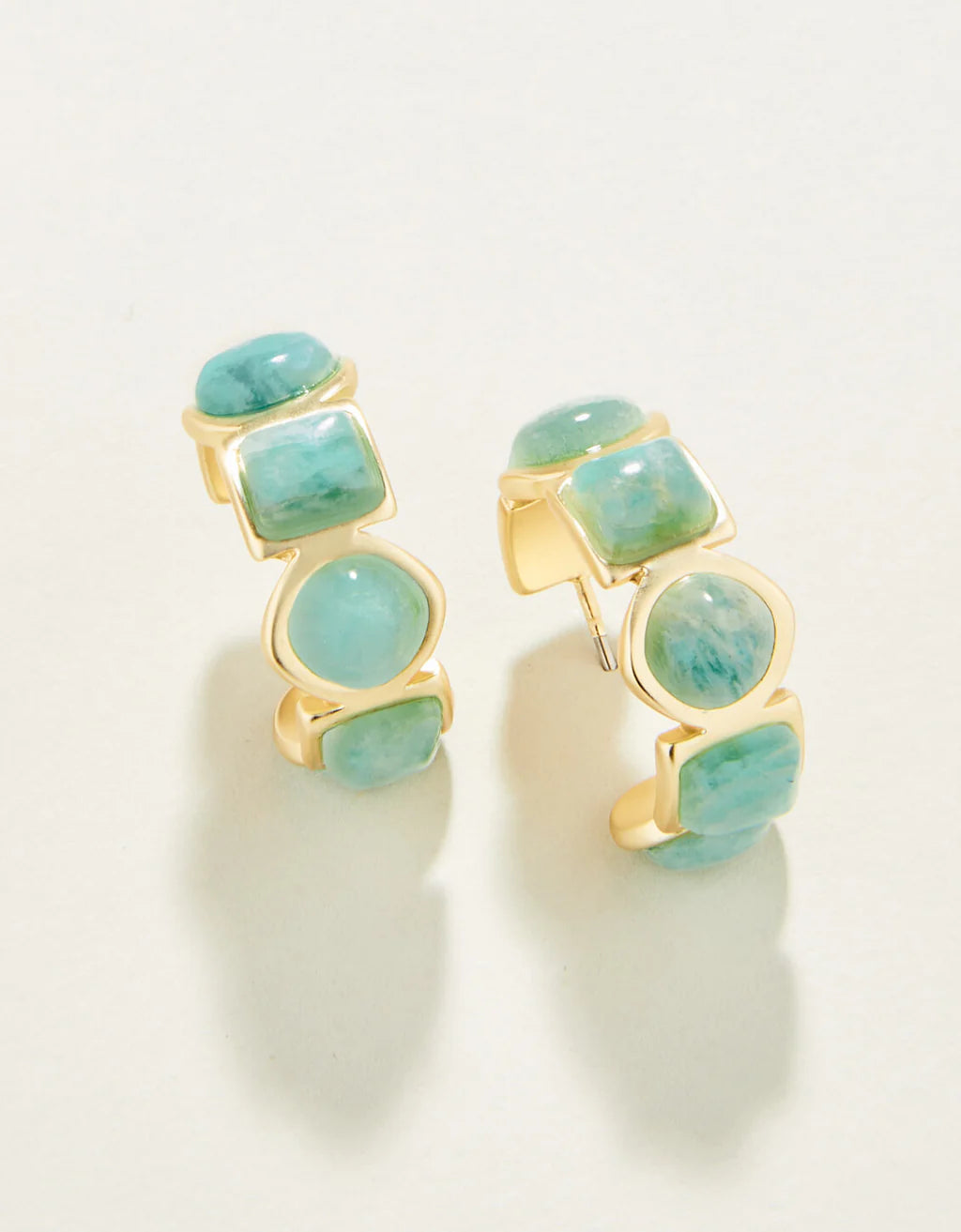 Spartina Maera Hoop Earrings Amazonite 18KT Gold Plated