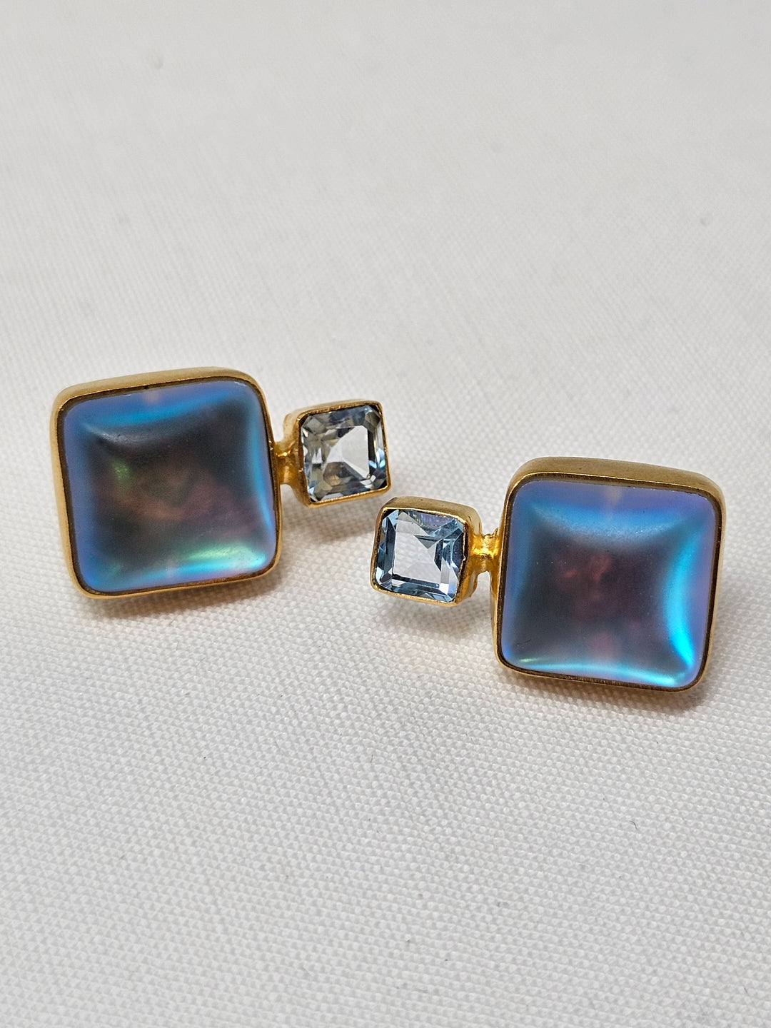 Dina Mackney Blue Topaz Luminite Stud Earring