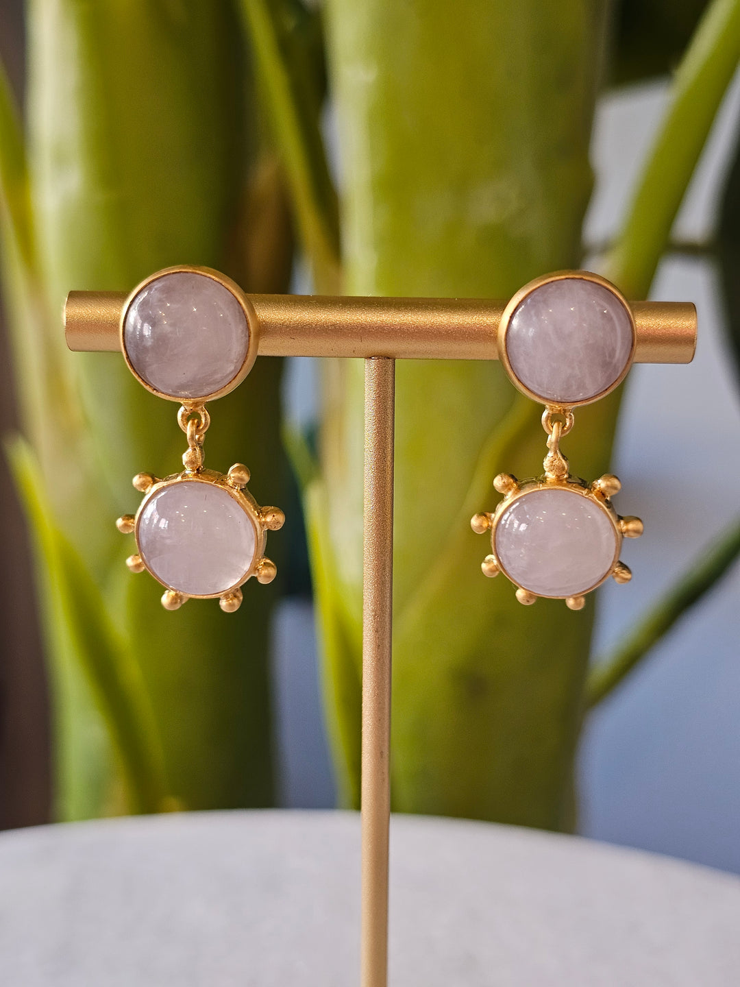 Dina Mackney Rose Quartz Double Sun Earring