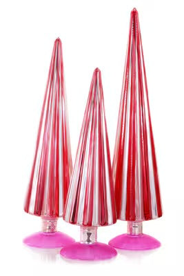 Cody Foster Pleated Red & Pink Trees Set of Three