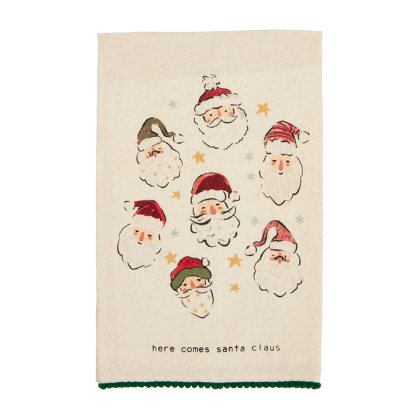 Mud Pie Santa Printed Christmas Towels
