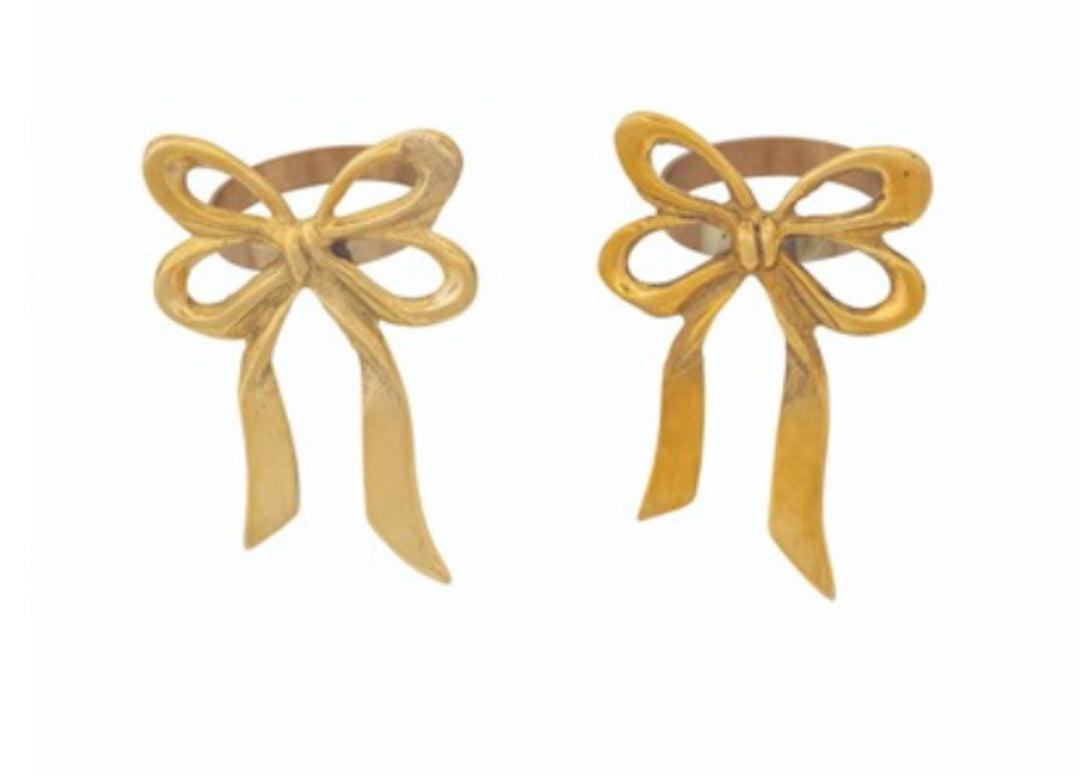 Hazel Mazel Brass Bow Napkin Rings Set Of Four