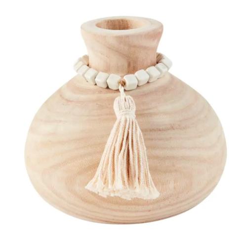 Mudpie Natural Paulowina Vase With Beads