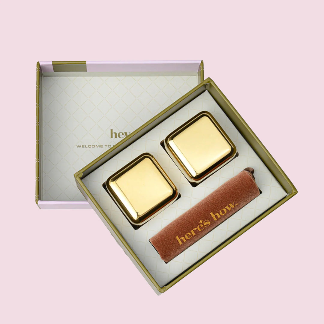 (Here’s How) Ruby Cubes Gold Cocktail Chillers Set Of 2