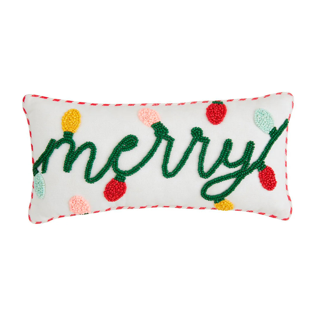 Mudpie Merry Mini Christmas Beaded Pillow