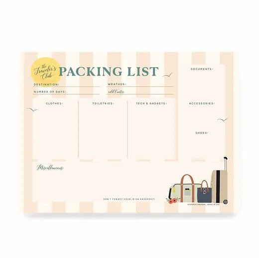 Ginger P Designs Packing List Notepad