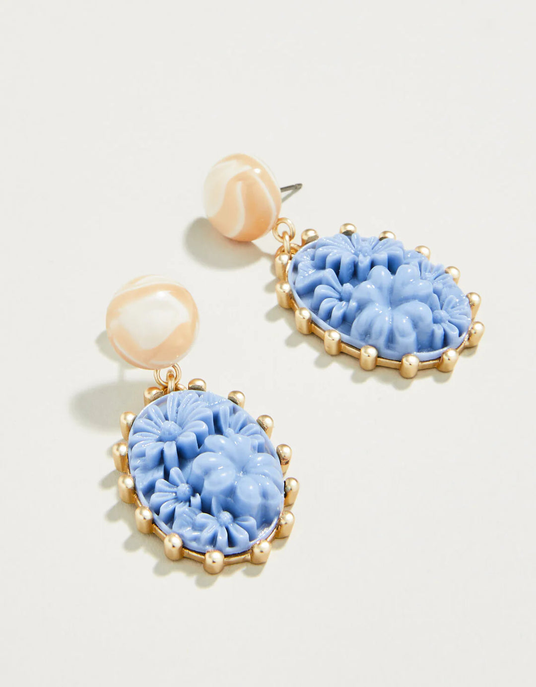 Spartina Floral Cabochon Earrings Blue18KT Gold Plated