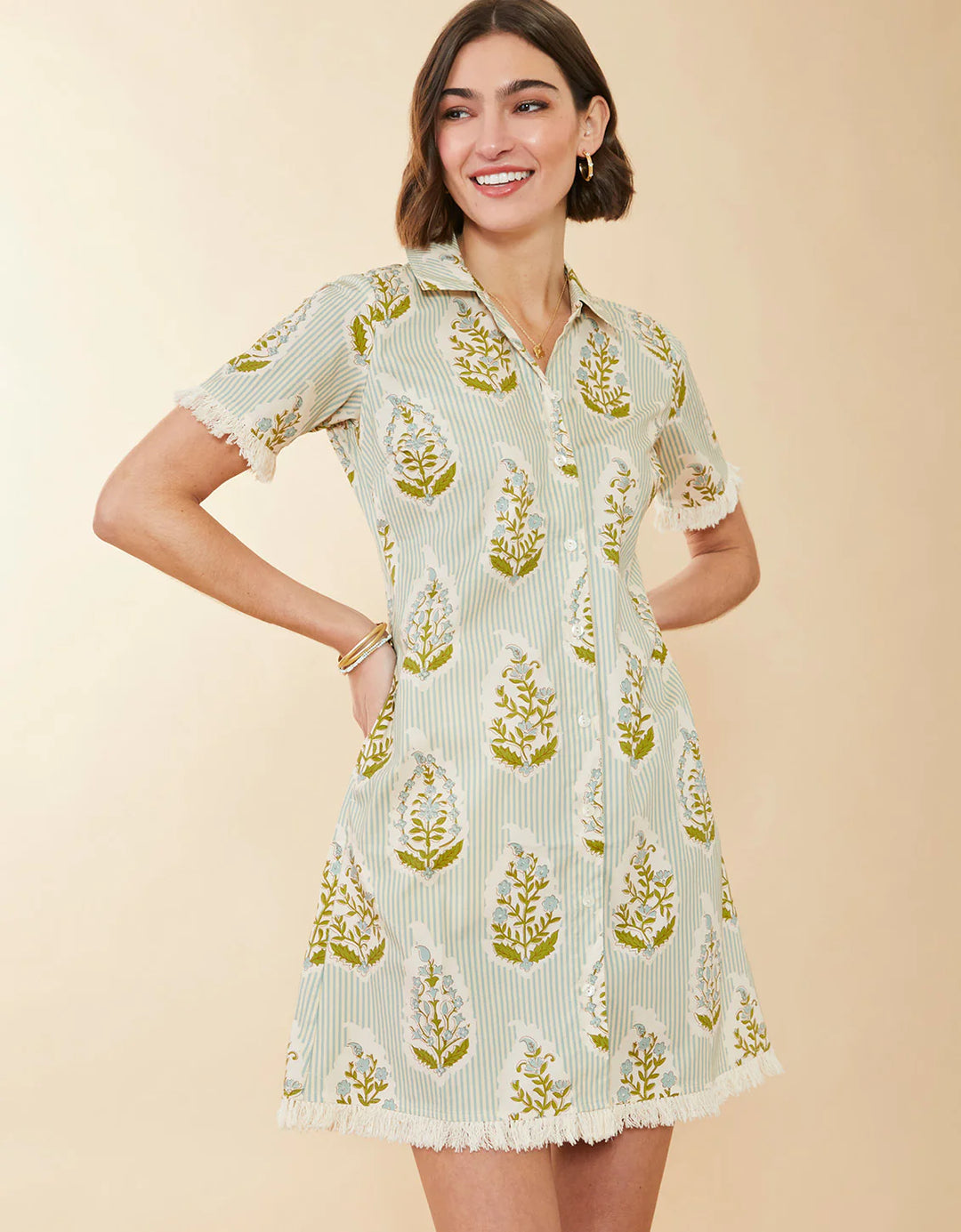 Spartina Tayden Shirt Dess Richmond Hill Stripe Floral Motif Surf