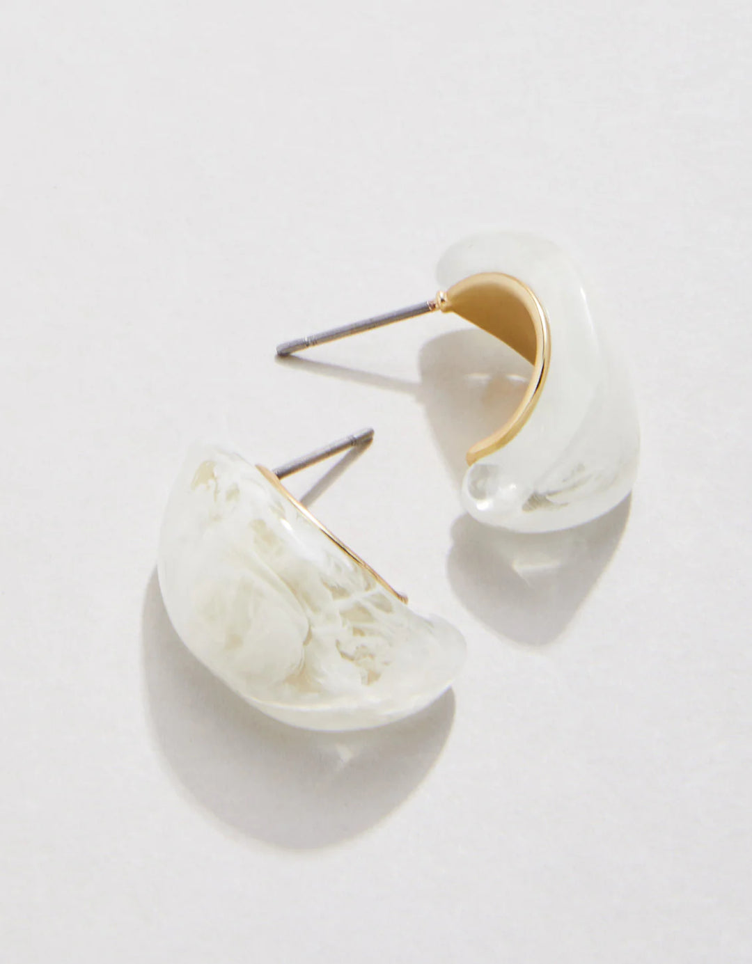 Spartina Drew Hoop Earrings White 18KT Gold Plated