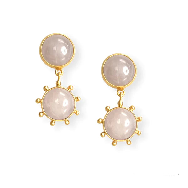 Dina Mackney Rose Quartz Double Drop Sun Earring