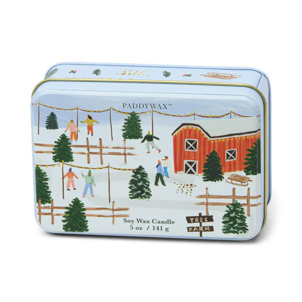 Paddywax Christmas Tin Candle 5oz Christmas Farm Scene