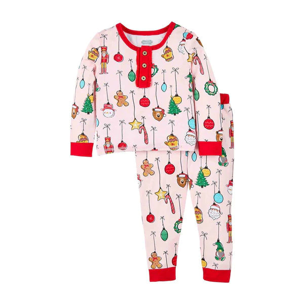 Mudpie Kids Pink Ornament Pj Set