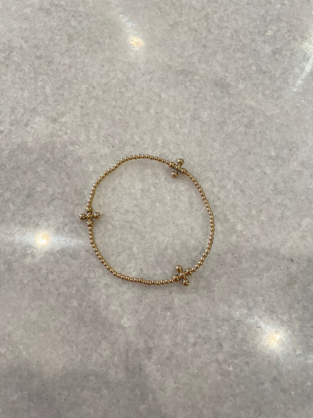 enewton Signature Cross Gold Pattern 2mm Bead Bracelet