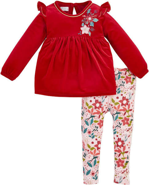 Mudpie Poinsettia Tunic And Leggings 2T