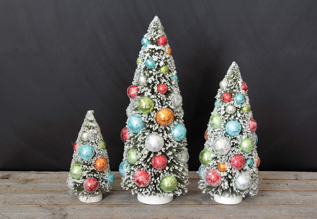 Creative Co-Op Bottle Brush Christmas Trees Set Of Three