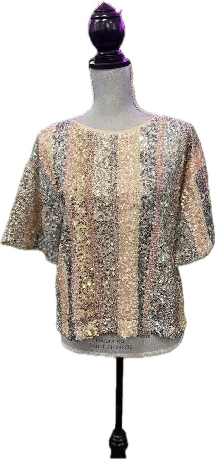 Sparkle Top Muted Striped Pastel