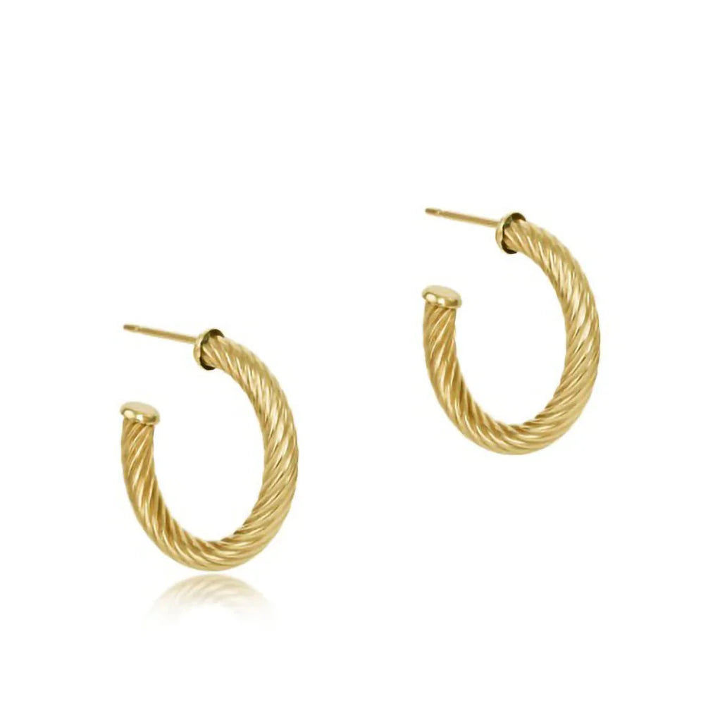 Enewton Round Gold Post Hoop Textured Twist