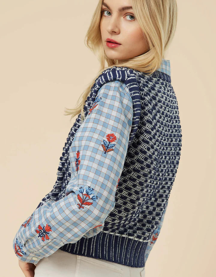 Spartina Molly Indigo Sweater Vest Indigo Jacquard