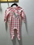 Mudpie Pink Gingham Llama Onesie