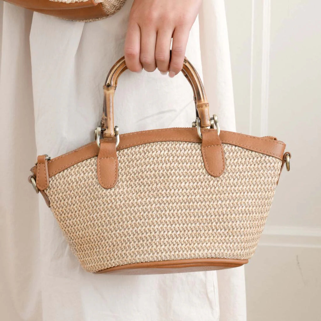 Susan Joy Millie Bamboo Handle Basket Crossbody