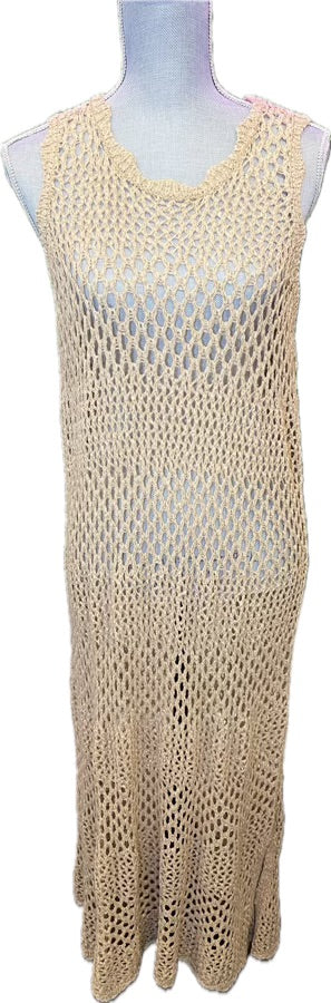 Tan Crochet Cover-Up Dress