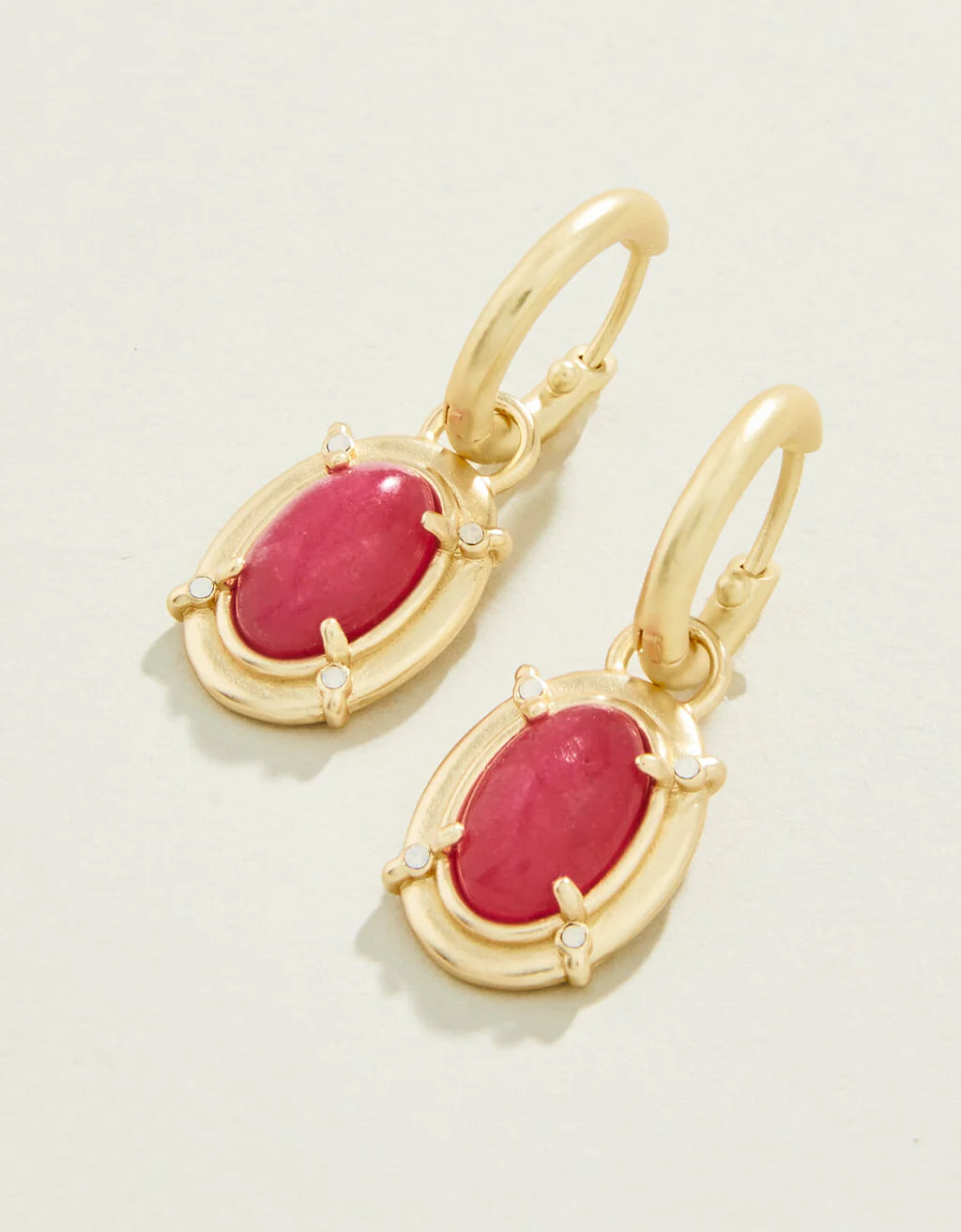 Spartina Greta Convertible Hoop Earrings Pink 18 KT Gold Plated