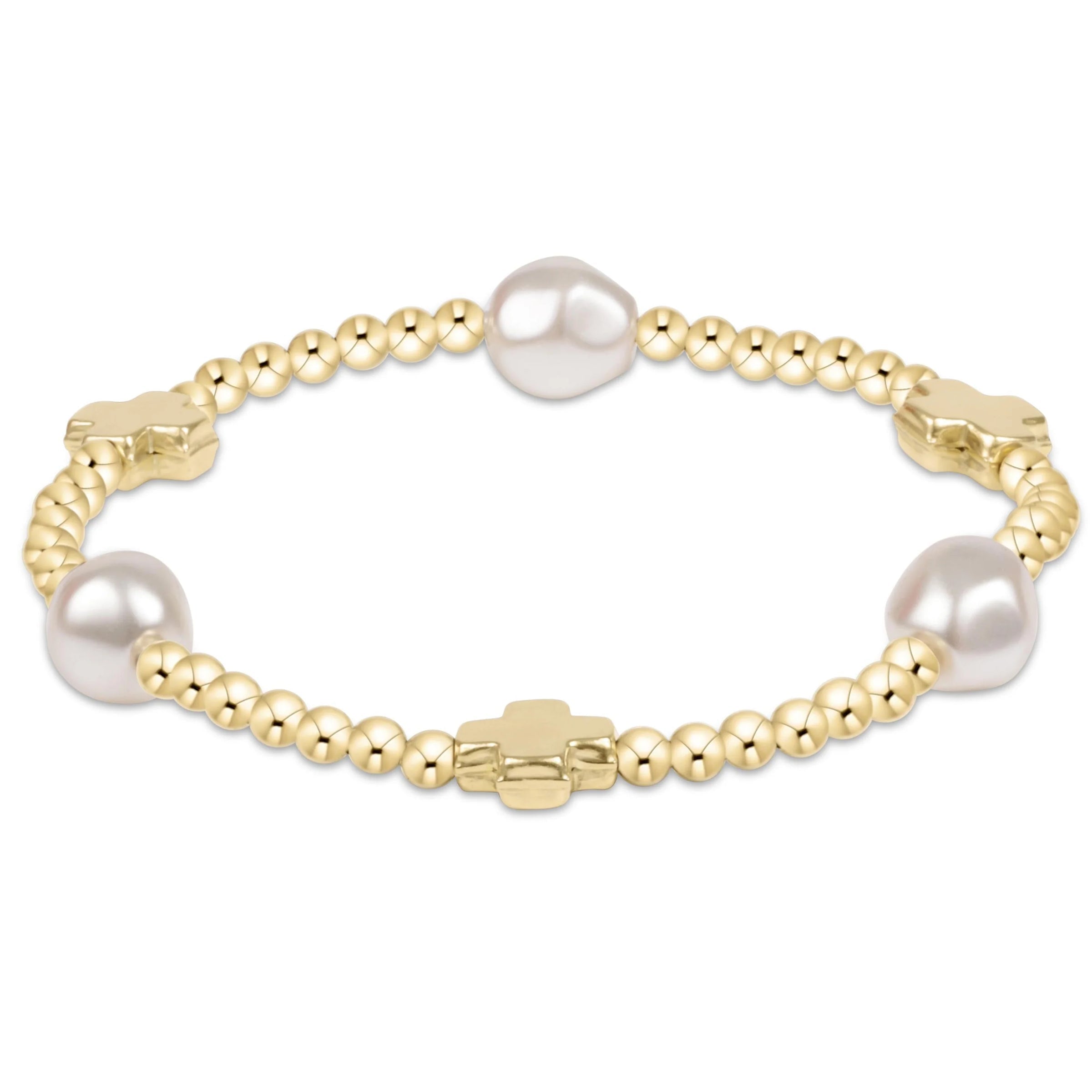 Enewton Signature Cross Pattern 3MM Bead Bracelet Gold