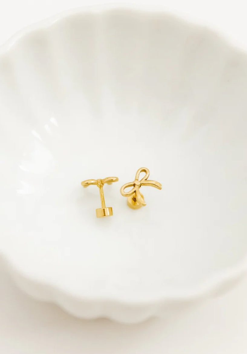 Linny & Co Screwback Stud Earring Sadie Bow Gold