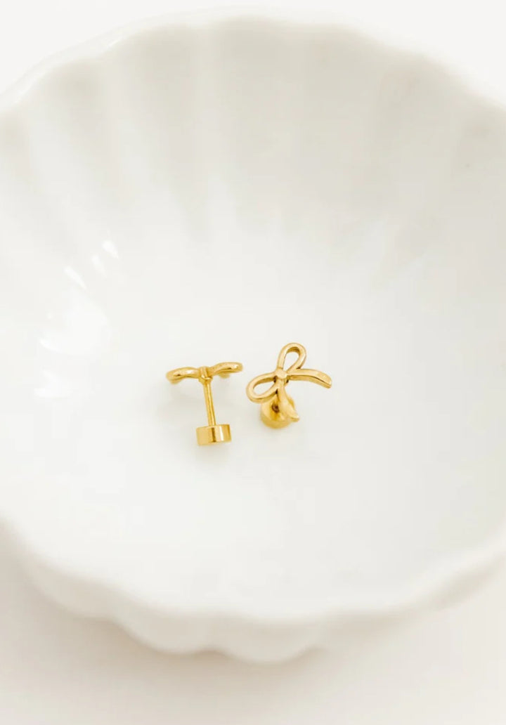 Linny & Co Screwback Stud Earring Sadie Bow Gold