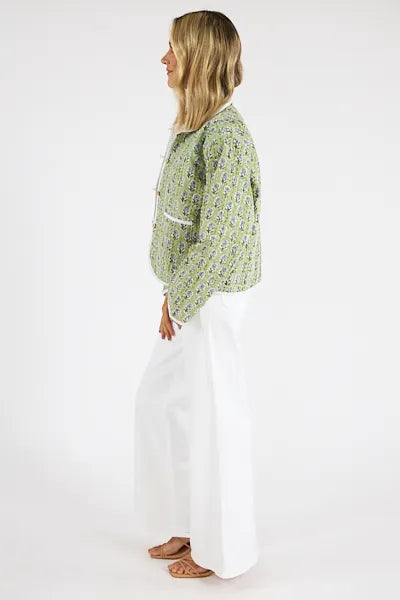 Eleanor James Green Floral Quilted Jacket
