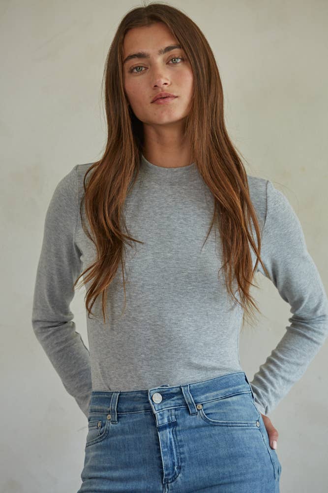 Knit Mock Neck Long Sleeve Pullover Top