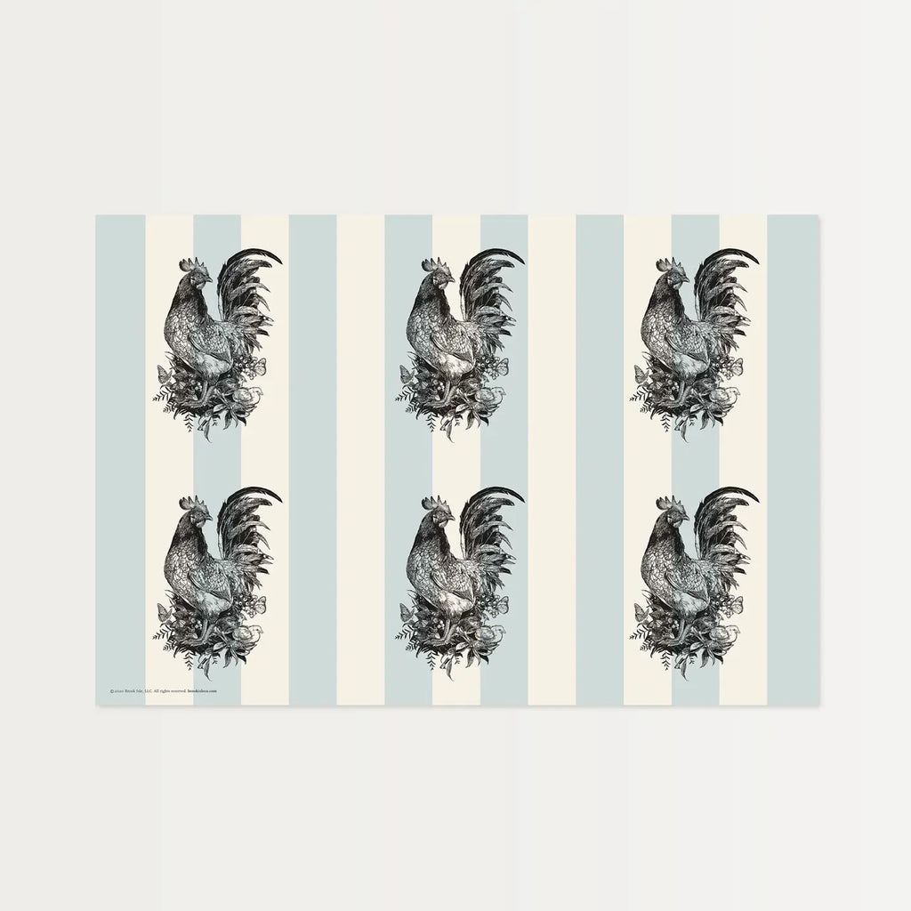 Brook Isle Blue Stripe with Chicken Paper Placemats