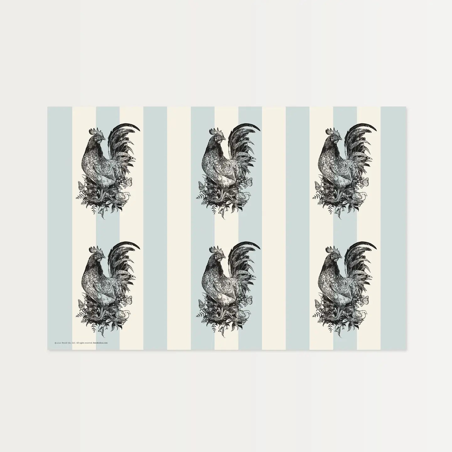 Brook Isle Blue Stripe with Chicken Paper Placemats