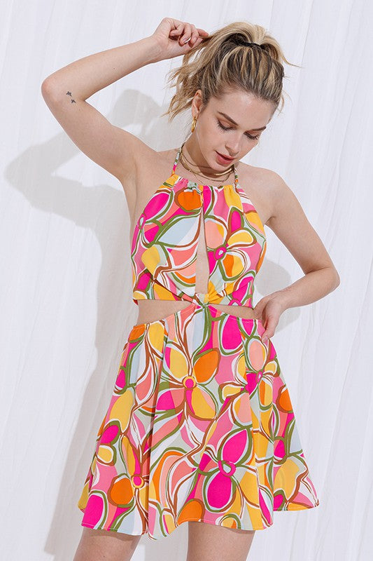 Summer Cut Out Halter Dress