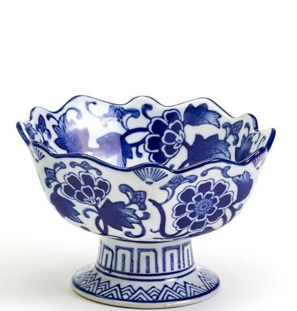 Twos Company Scalloped Blue Willow Bowl Set Of Two