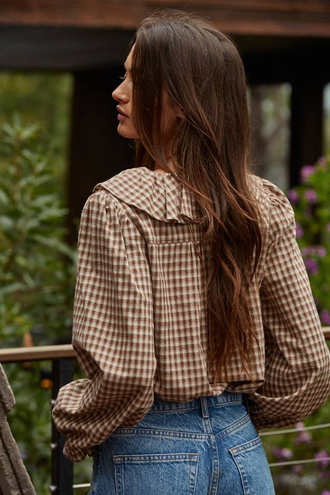 By Together Gingham Ruffled Blouse