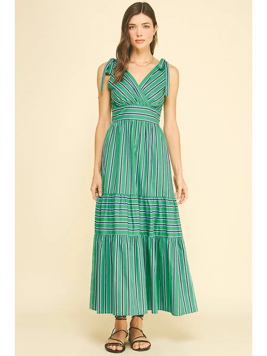Pinch Stripe Tiered Maxi Dress