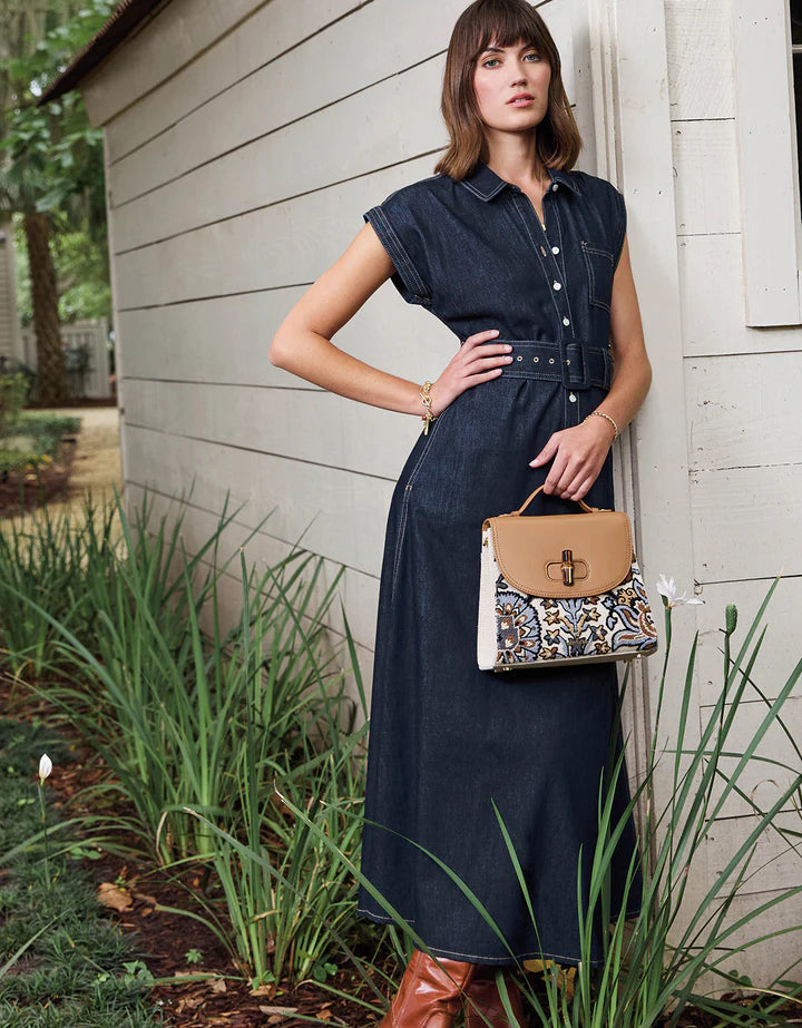 Spartina Libbie Denim Dark Wash Bayou Midi Dress