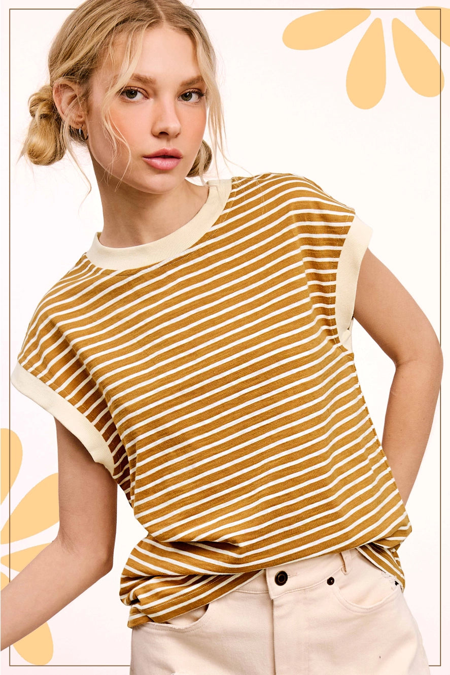 Nautical Cap Sleeve Striped Top