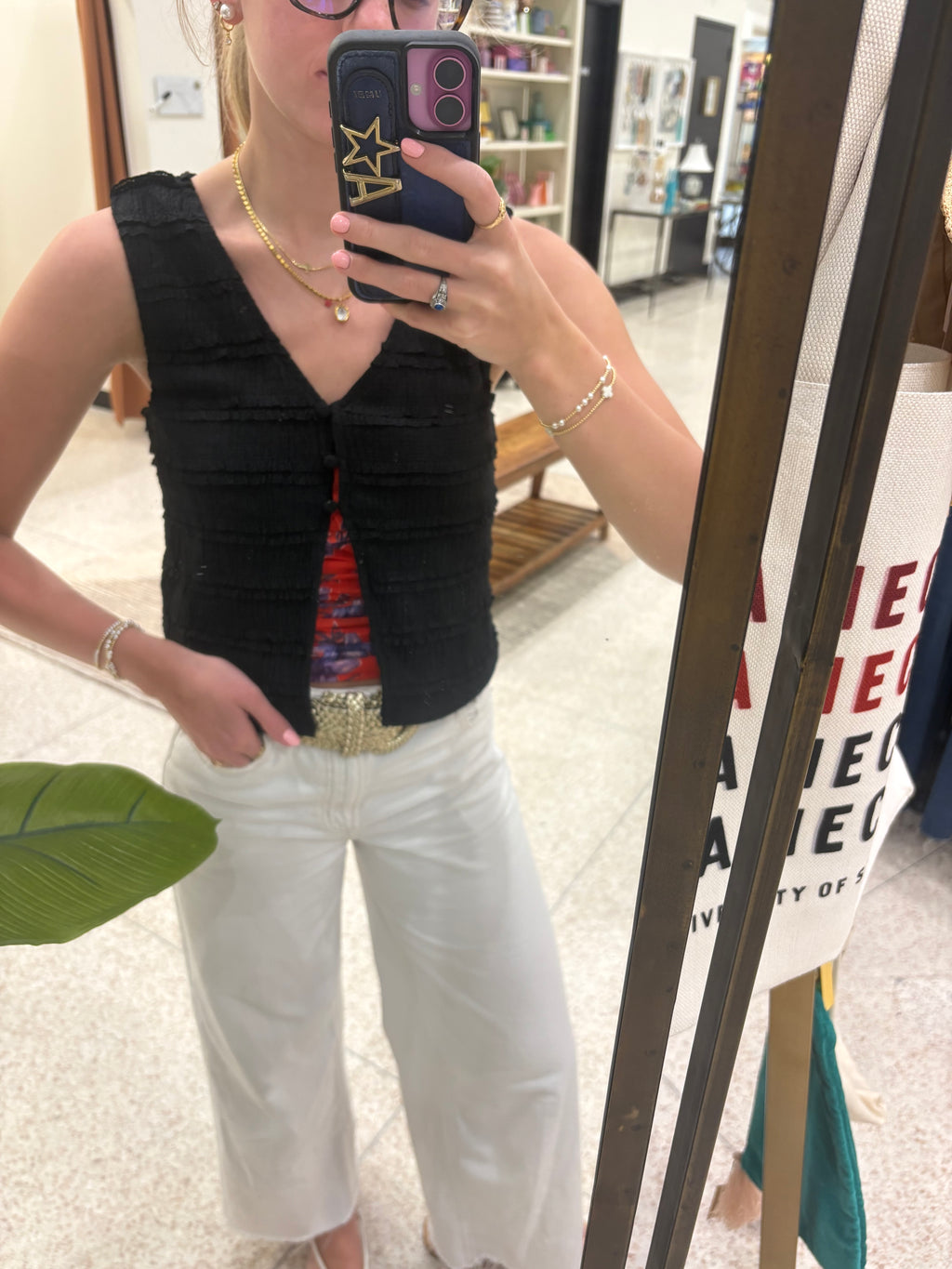 Butter Melon Black Button Tank