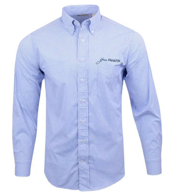 MICRO GINGHAM WOVEN SHIRT - SKY