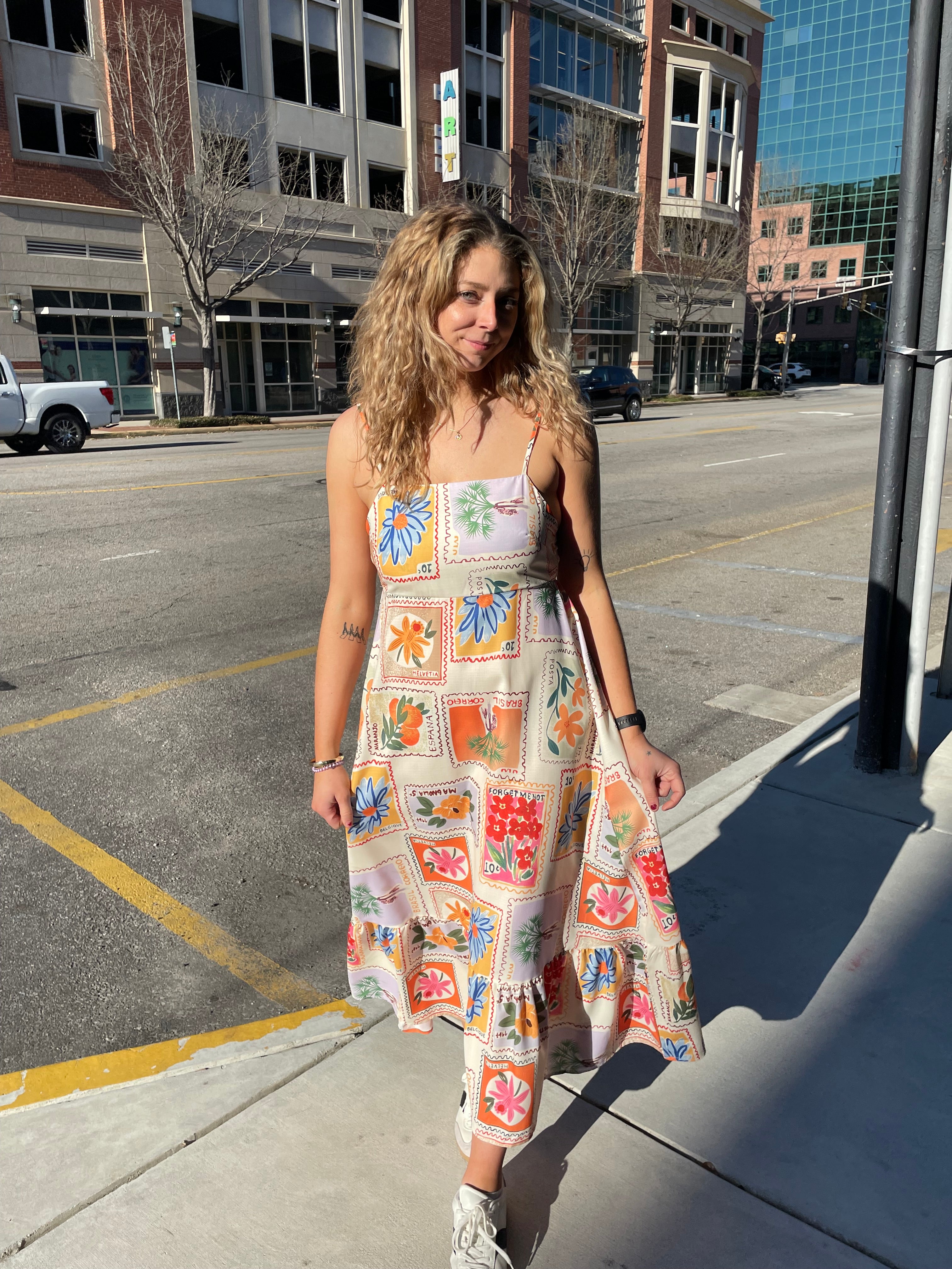 Vintage Stamp Maxi Dress