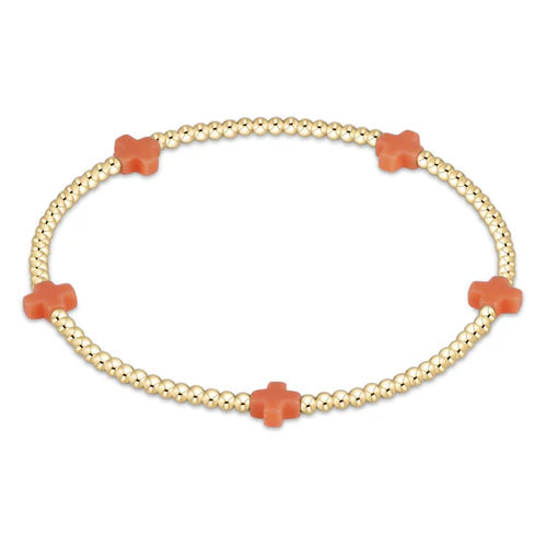 Enewton Signature Cross Small Gold Pattern 2MM Bead Bracelet