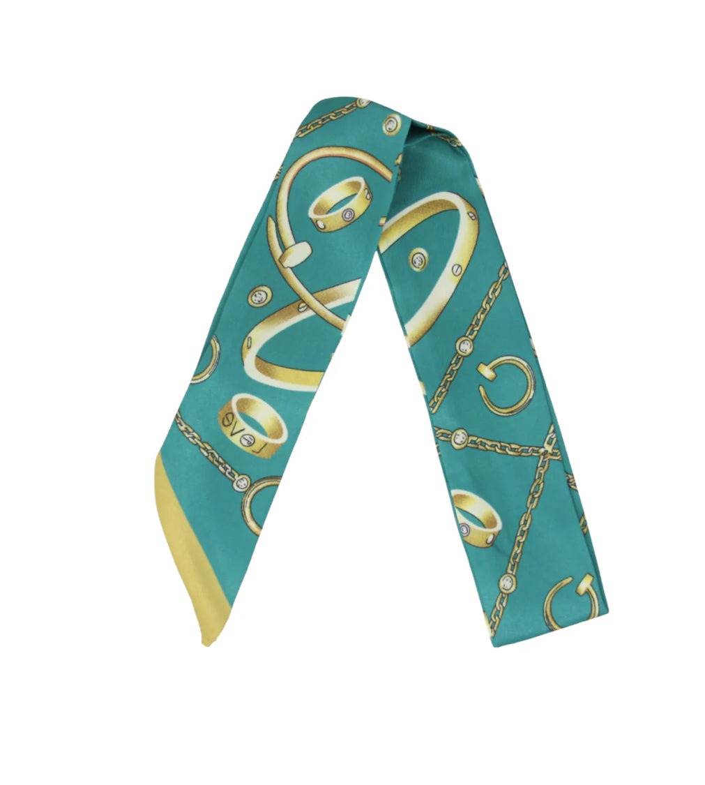 Ring & Chains Skinny Silk Scarf Twilly