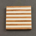 Square White Striped Wood Coaster