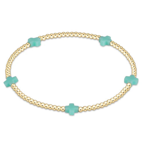 Enewton Signature Cross Small Gold Pattern 2MM Bead Bracelet
