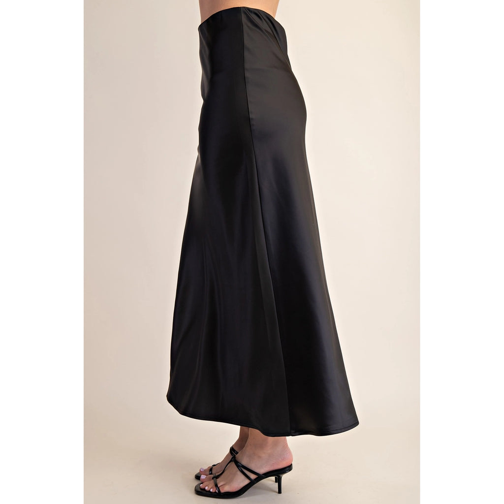 Black Satin Maxi Skirt