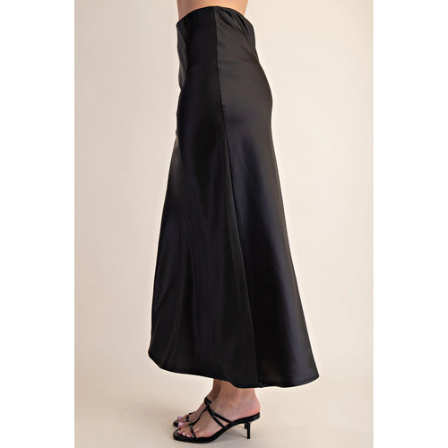 Black Satin Maxi Skirt